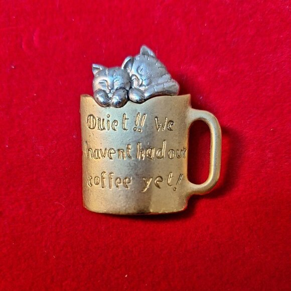 Danecraft Cats in Cup "Quite!! We haven't had our coffee yet" Scripted on cup  O - Picture 2 of 7